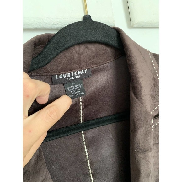 Women's Courtenay Stretch Career Blazer Jacket Brown Size 8p - Picture 4 of 7